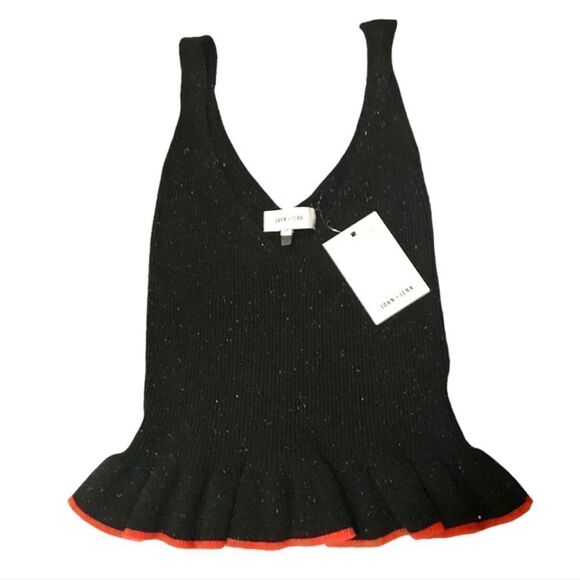 REVOLVE John + Jenn NWT Knit Sweater Tank Ruffled V Neck US S - Picture 1 of 4